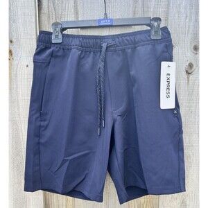 EXPRESS Men's 7" Elastic Waist Stretch Shorts, Navy Small NWT